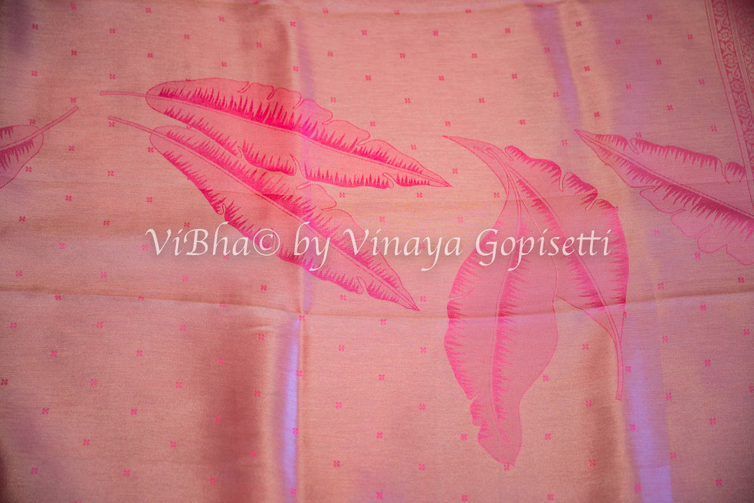 Pastel Pink Tissue Banarasi Silk Saree and Blouse