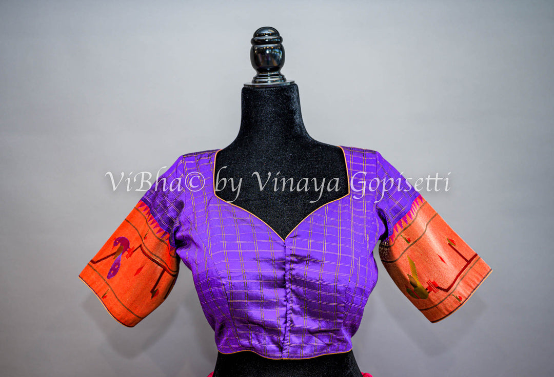 Violet Peacock Paithani Blouse