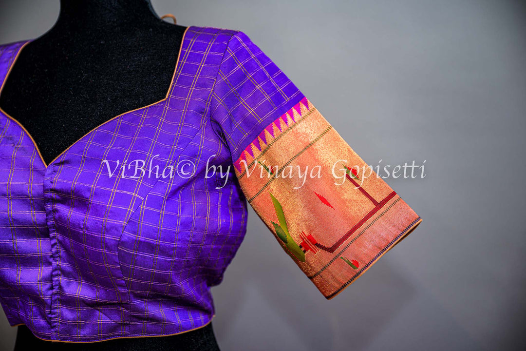 Violet Peacock Paithani Blouse