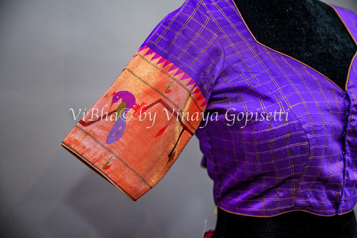 Violet Peacock Paithani Blouse