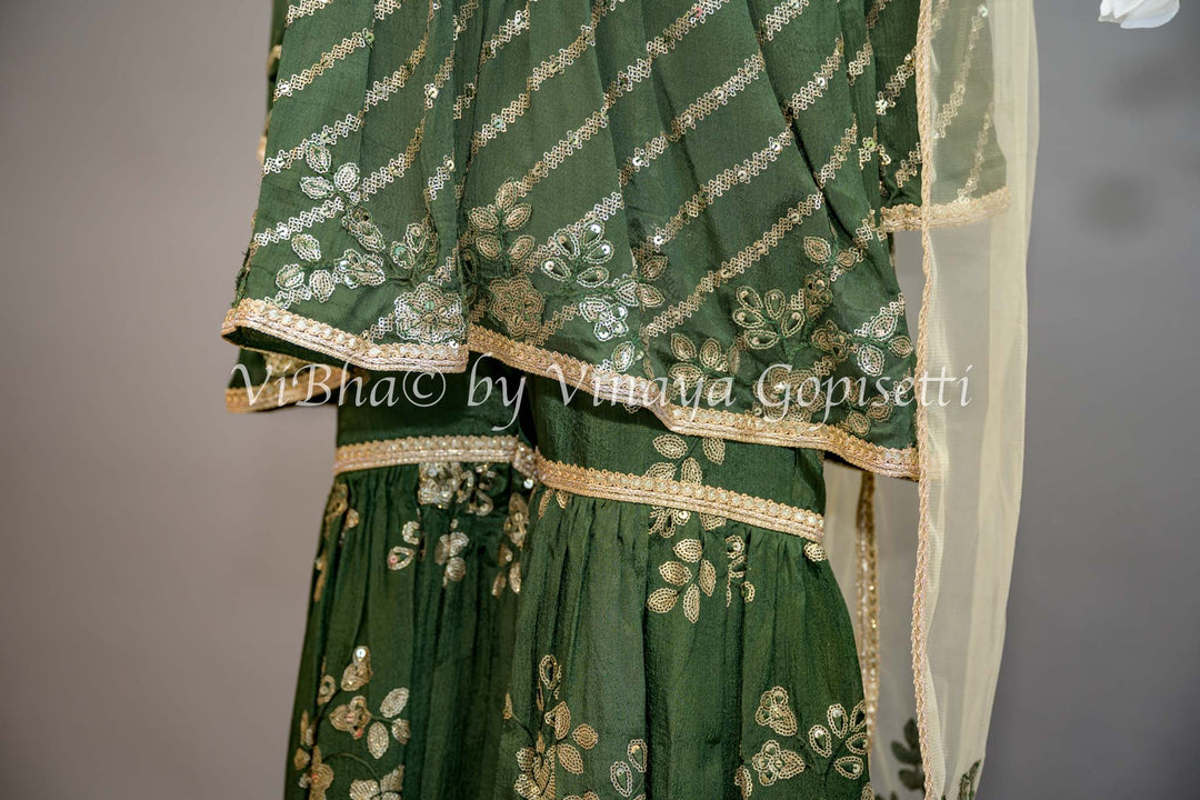 Mehendi Green Sharara Set with Choker Dupatta