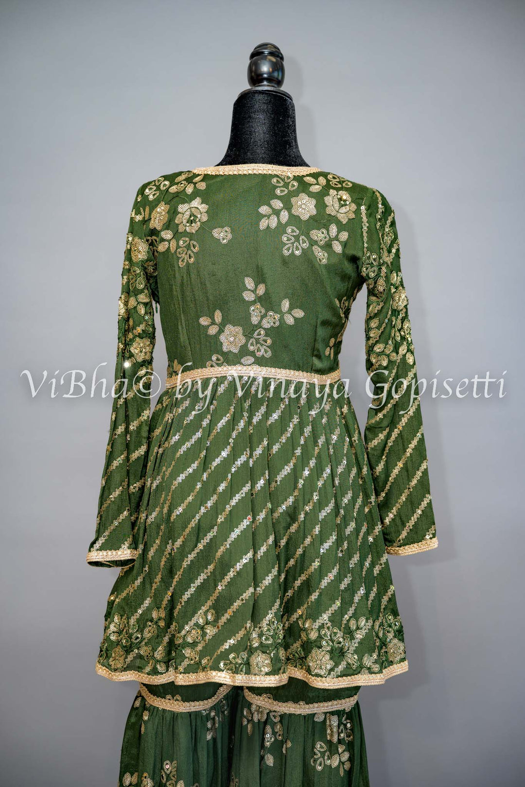 Mehendi Green Sharara Set with Choker Dupatta