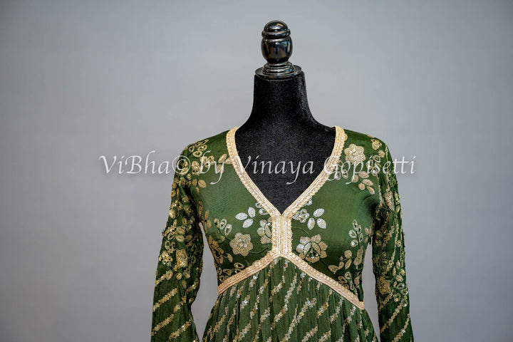 Mehendi Green Sharara Set with Choker Dupatta