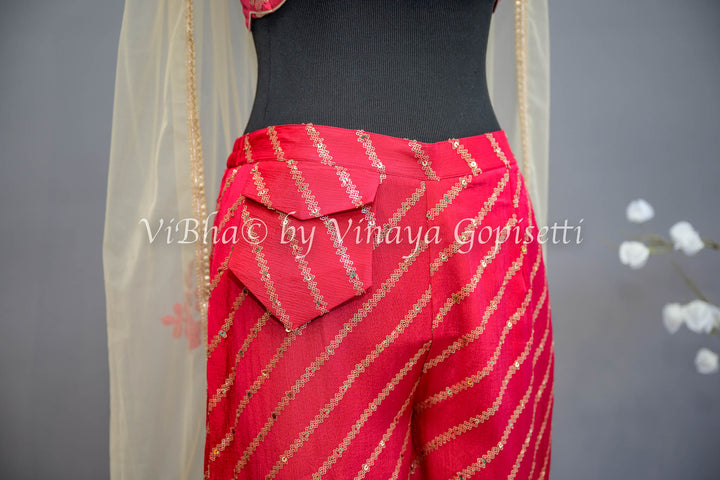 Rose Red Sharara with Choker Dupatta