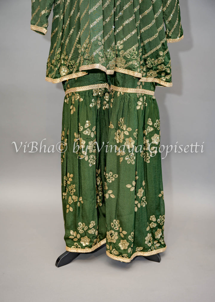 Mehendi Green Sharara Set with Choker Dupatta