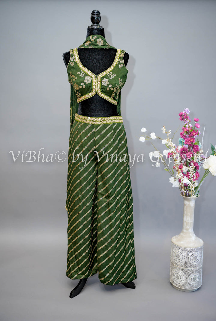 Mehendi Green Sharara with Crop Top