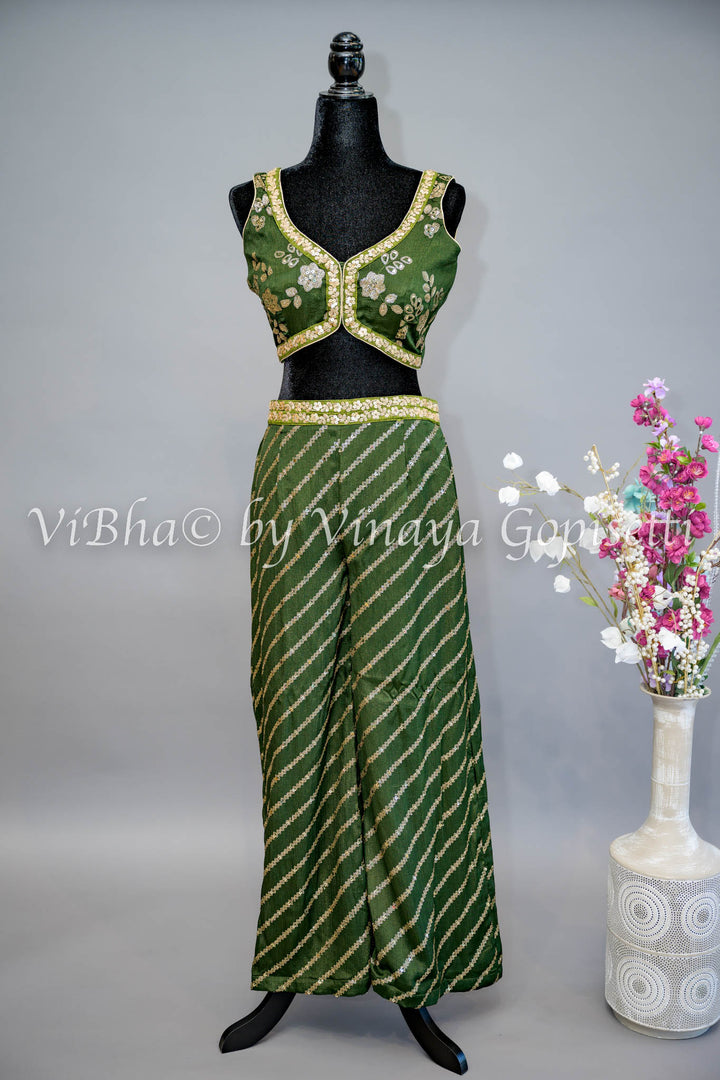 Mehendi Green Sharara with Crop Top