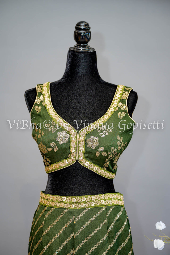 Mehendi Green Sharara with Crop Top