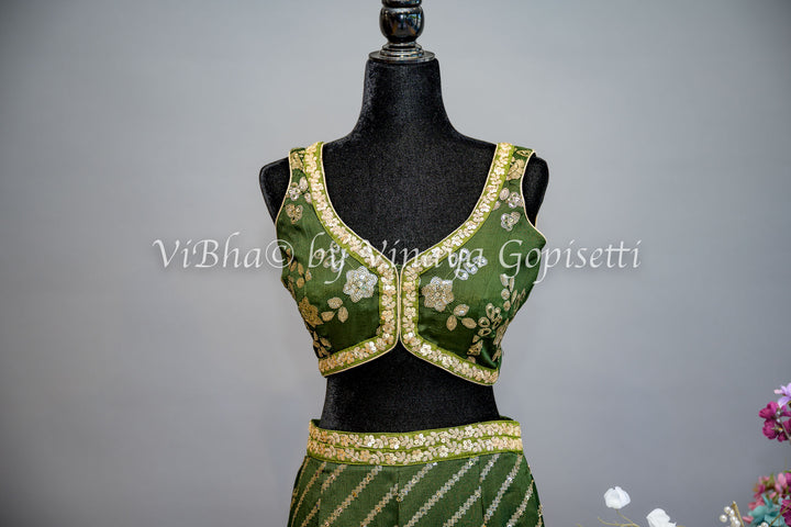 Mehendi Green Sharara with Crop Top