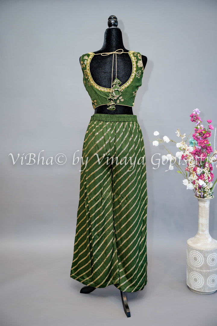 Mehendi Green Sharara with Crop Top