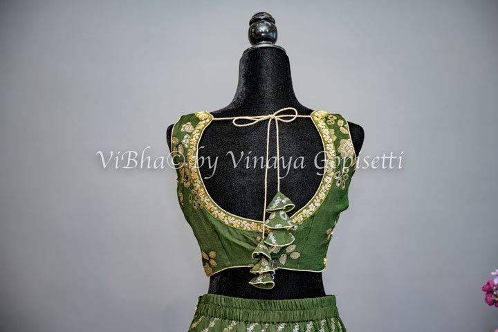 Mehendi Green Sharara with Crop Top