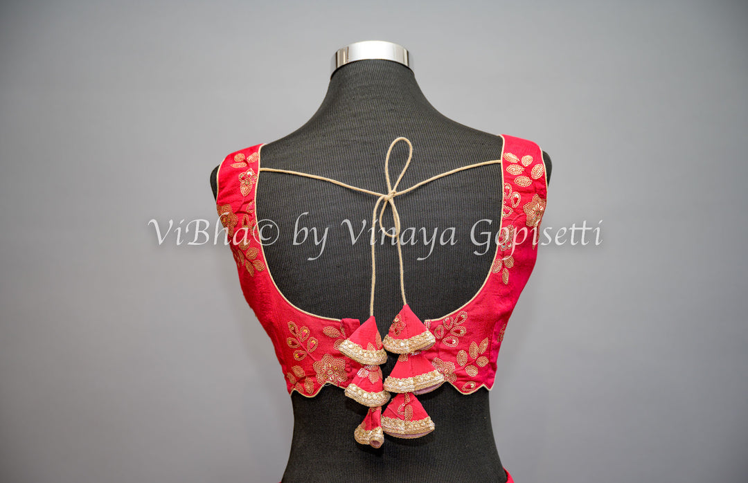 Rose Red Sharara with Choker Dupatta