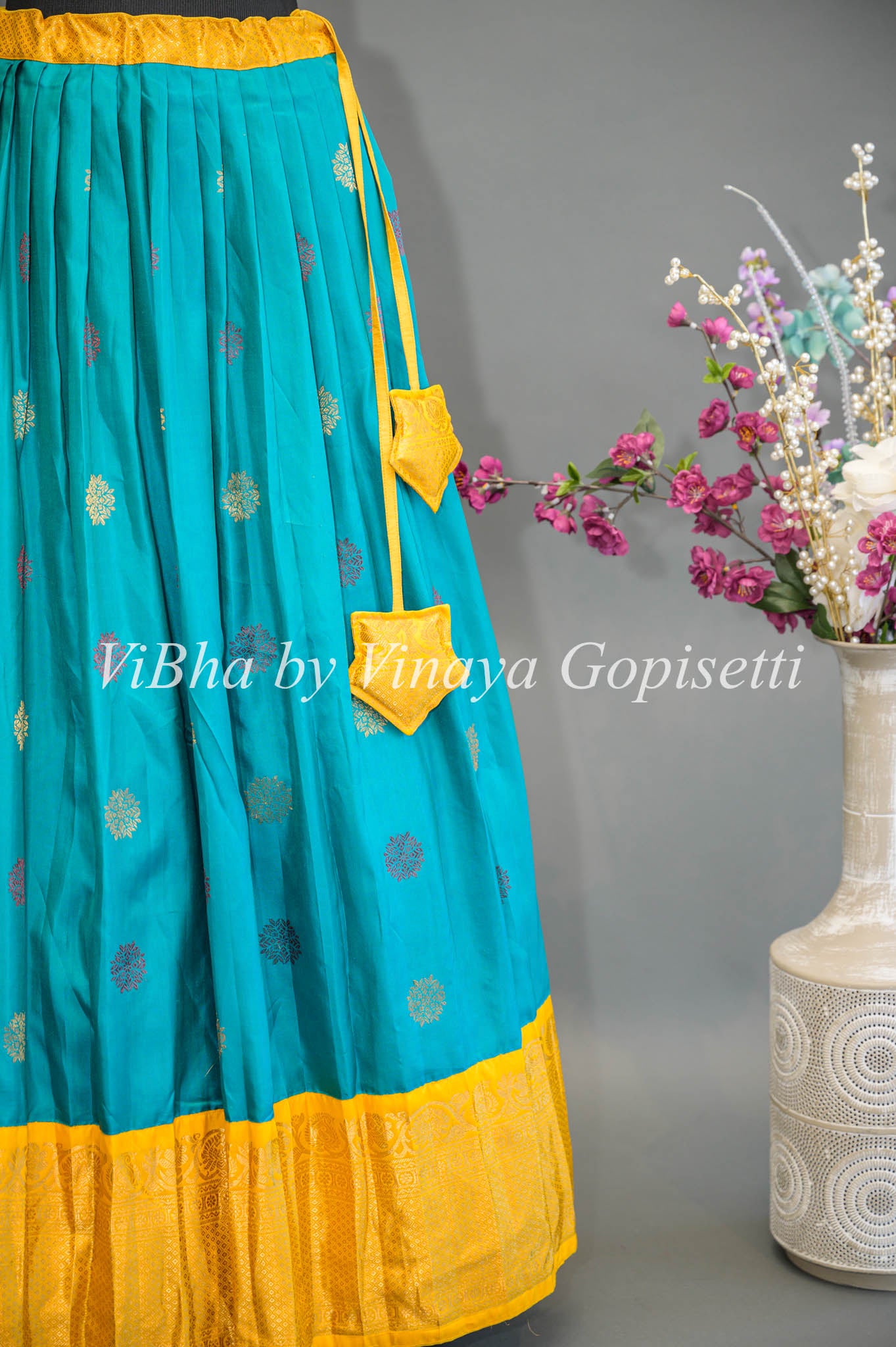 Yellow And Sky Blue Colour With Mirror Work Haldi Special Lahega Choli –  Cygnus Fashion