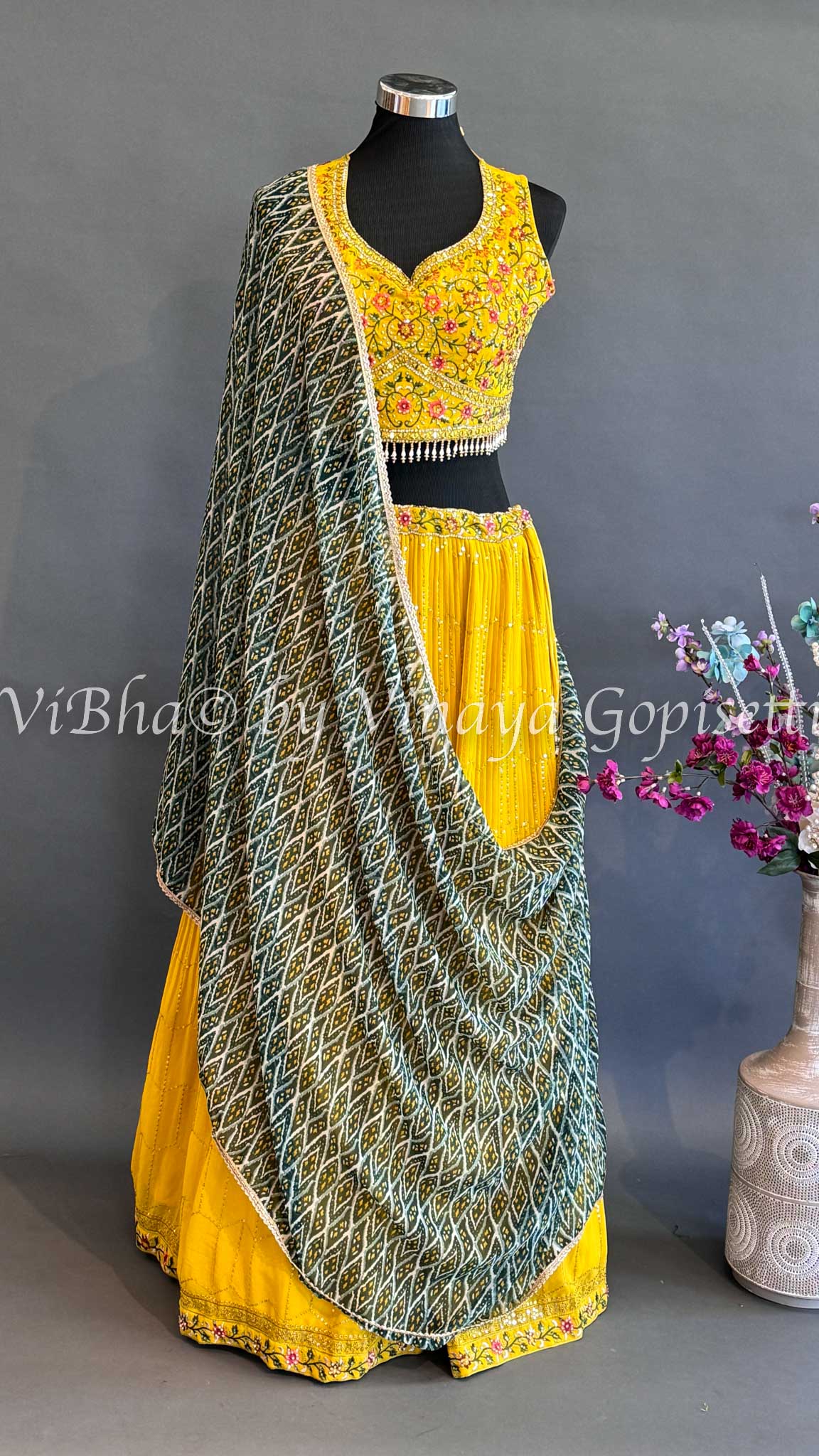 Lehengas by SwatiManish : Lemon yellow lehenga with leaf green dupatta |  Indian fashion dresses, Indian fashion, Indian bridal outfits
