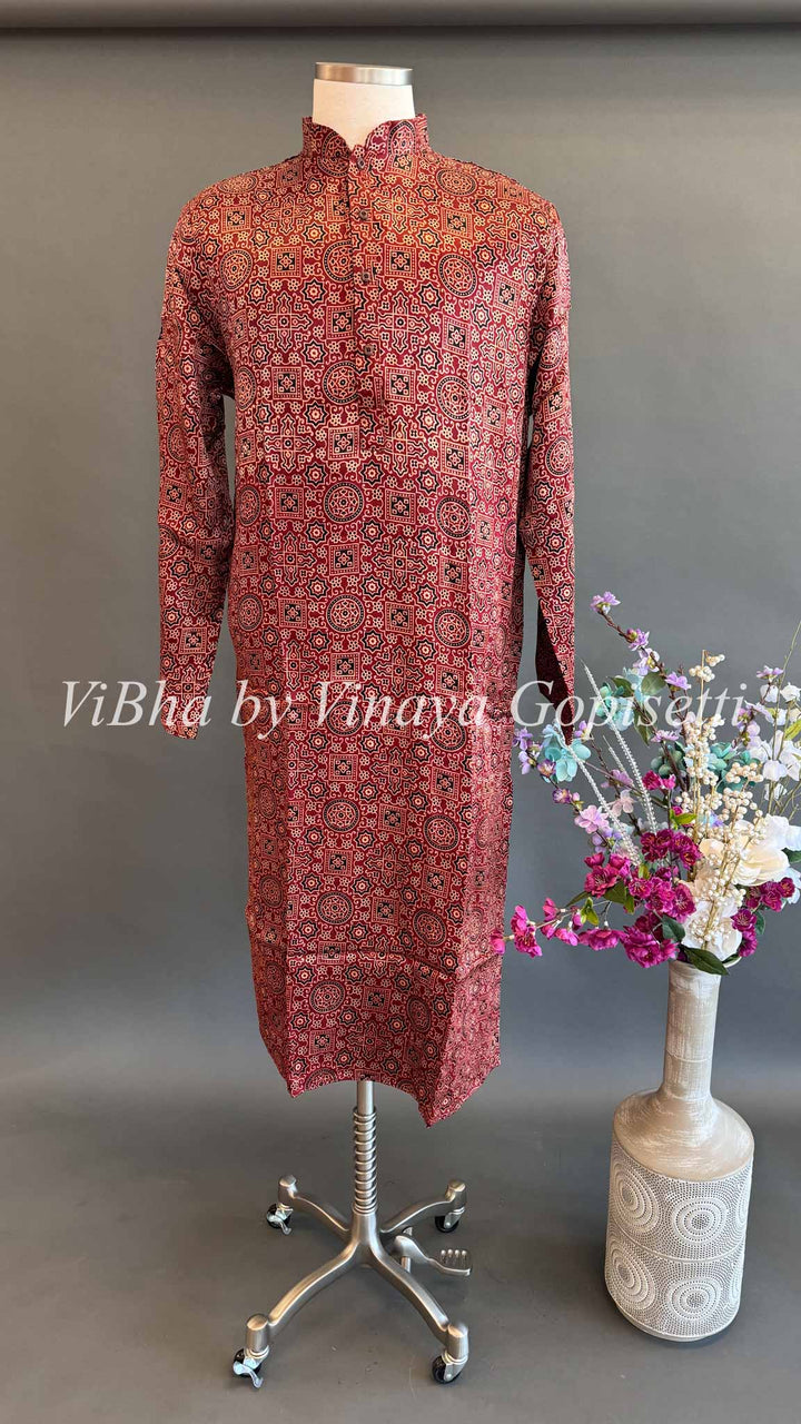 Gaji Silk Bandhej Kurta