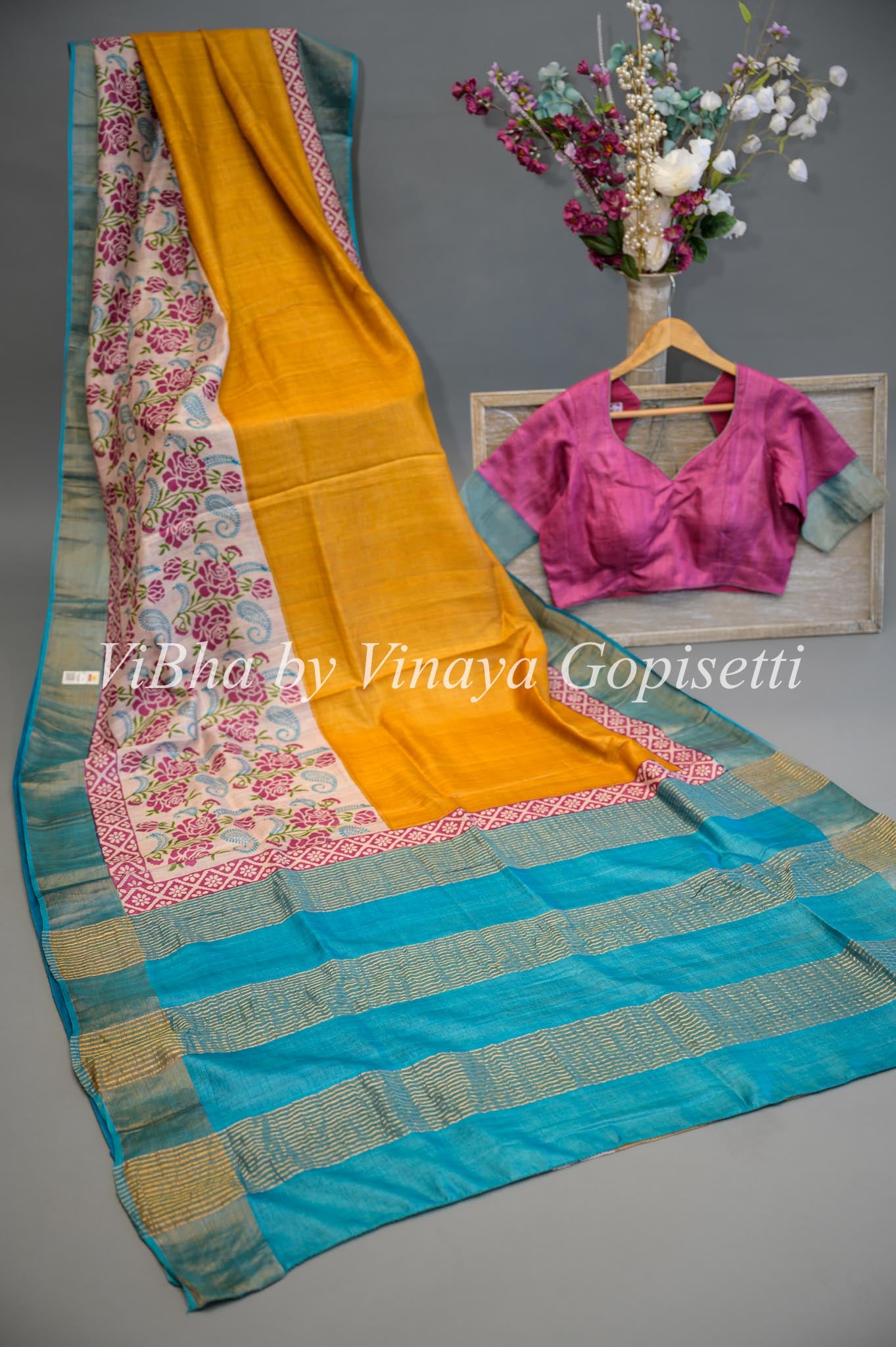 Discharge Block Print on Pure Tussar Silk – Amrapali Boutique