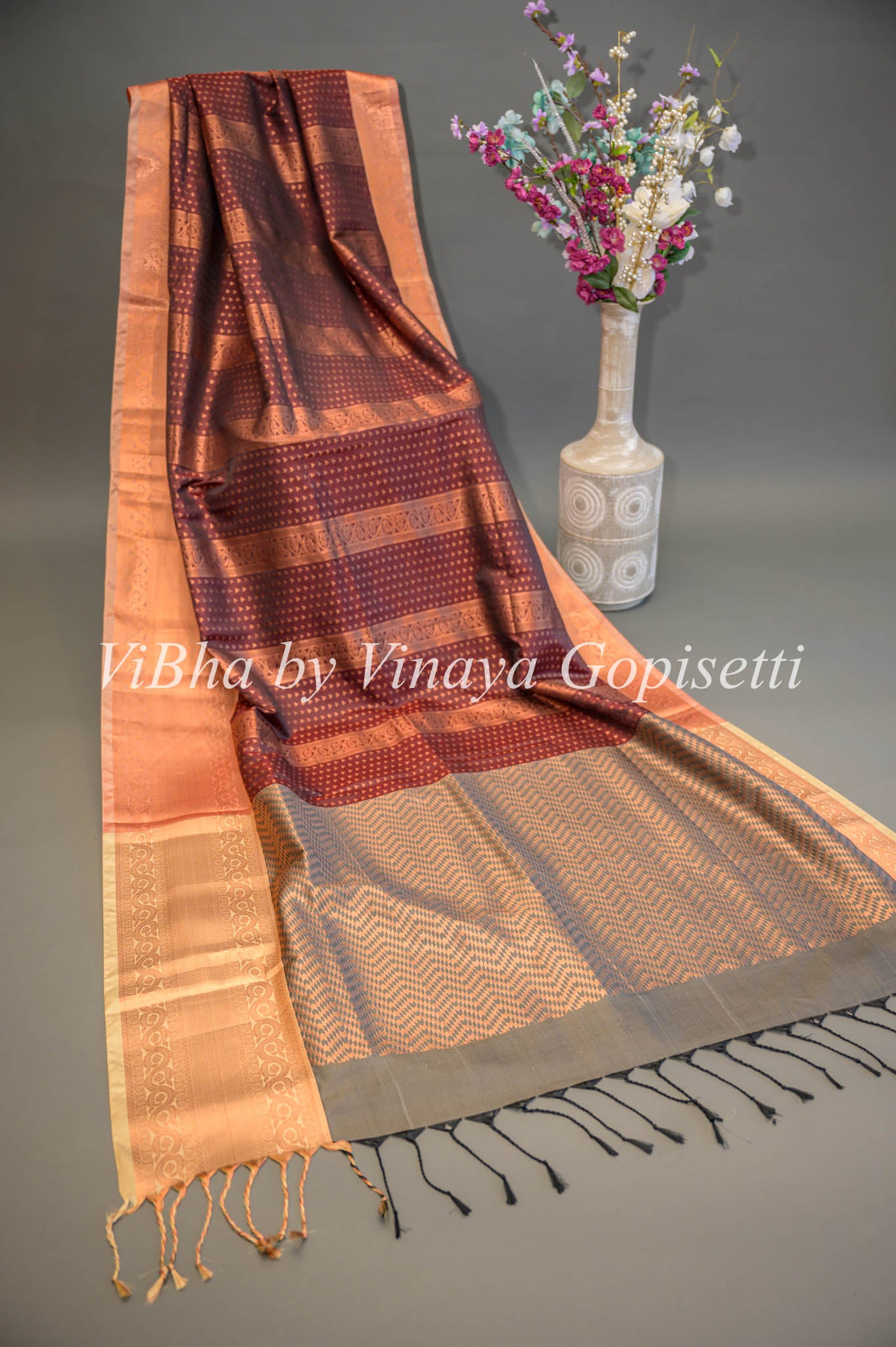 Handloom Weaving Copper Zari Tussar Silk Saree With Brocade Blouse for  Women Wedding Traditional Indian Designer Sari - Etsy