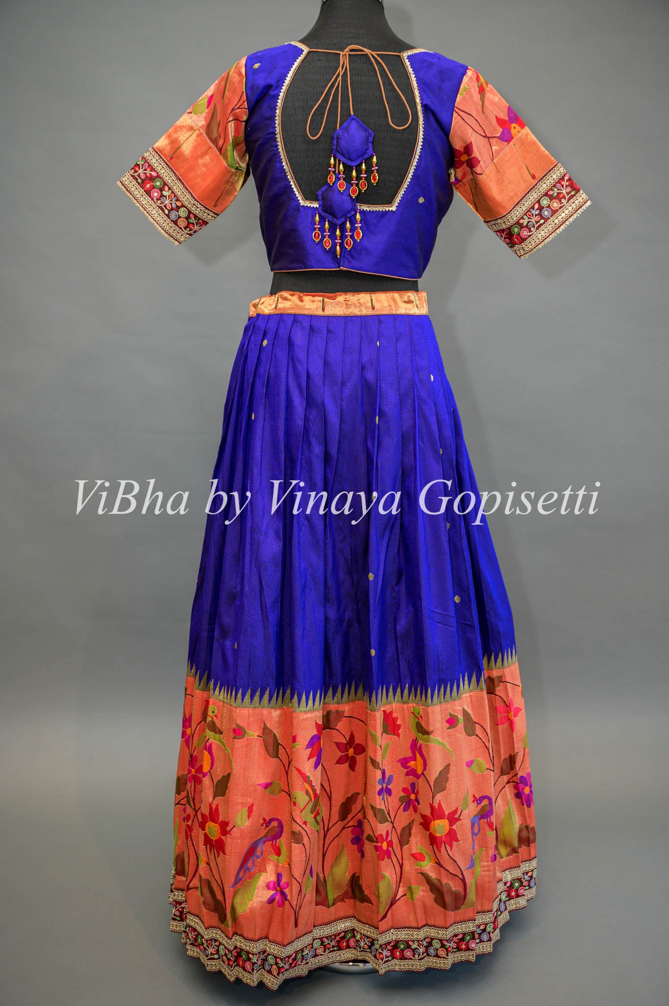 Buy HALFSAREE STUDIO Women Blue and Red Zari Banarasi Silk and Zill Mill  Lehenga with Unstitched Blouse and Dupatta Online at Best Prices in India -  JioMart.