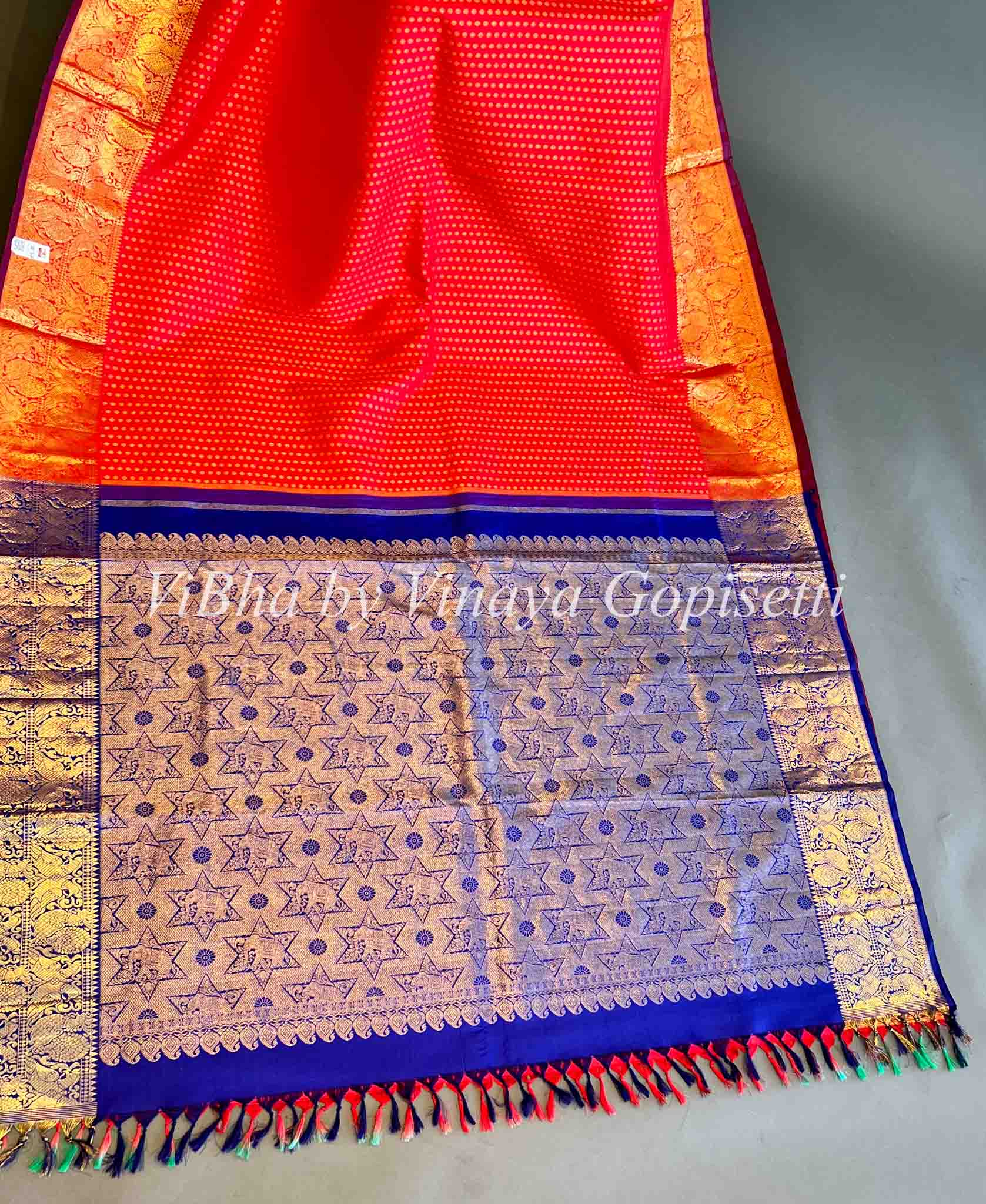 Purple printed kuppadam cotton saree with traditional kolam motifs,  ikkat-border & pallu of stripes & unique motifs