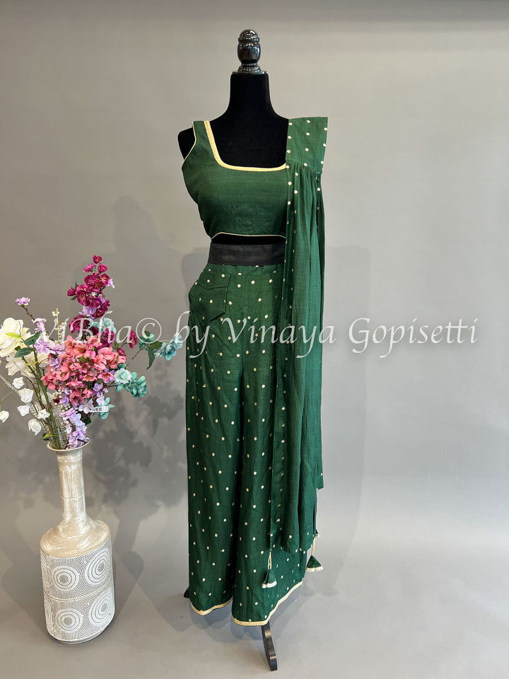 Mehendi Green Embroidered Palazzo Set