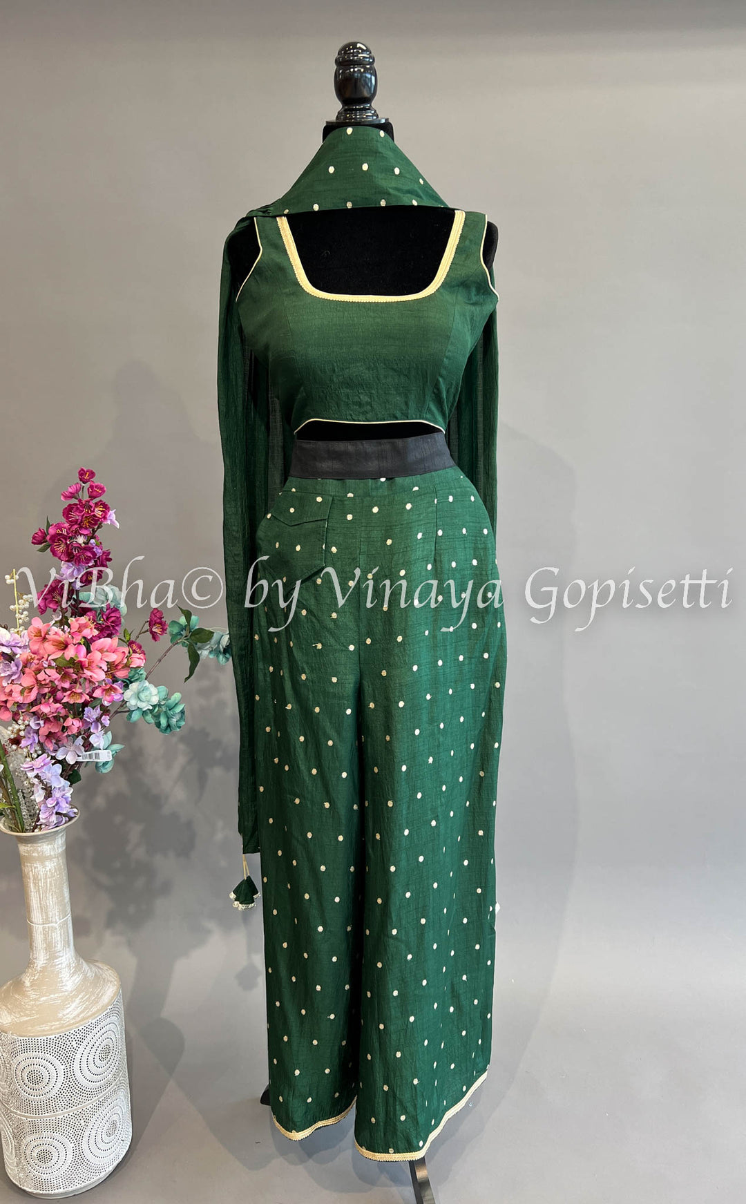 Mehendi Green Embroidered Palazzo Set