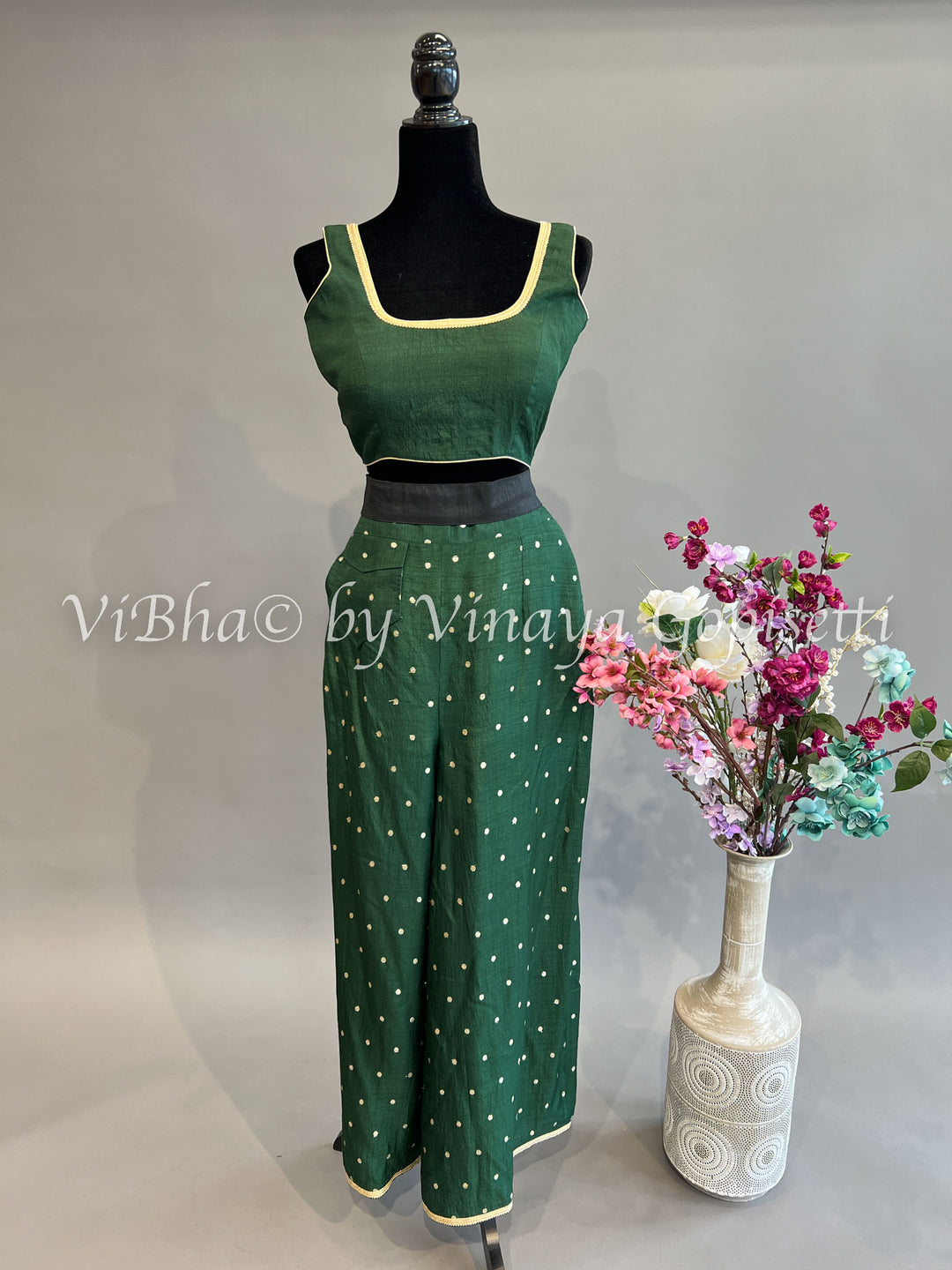 Mehendi Green Embroidered Palazzo Set