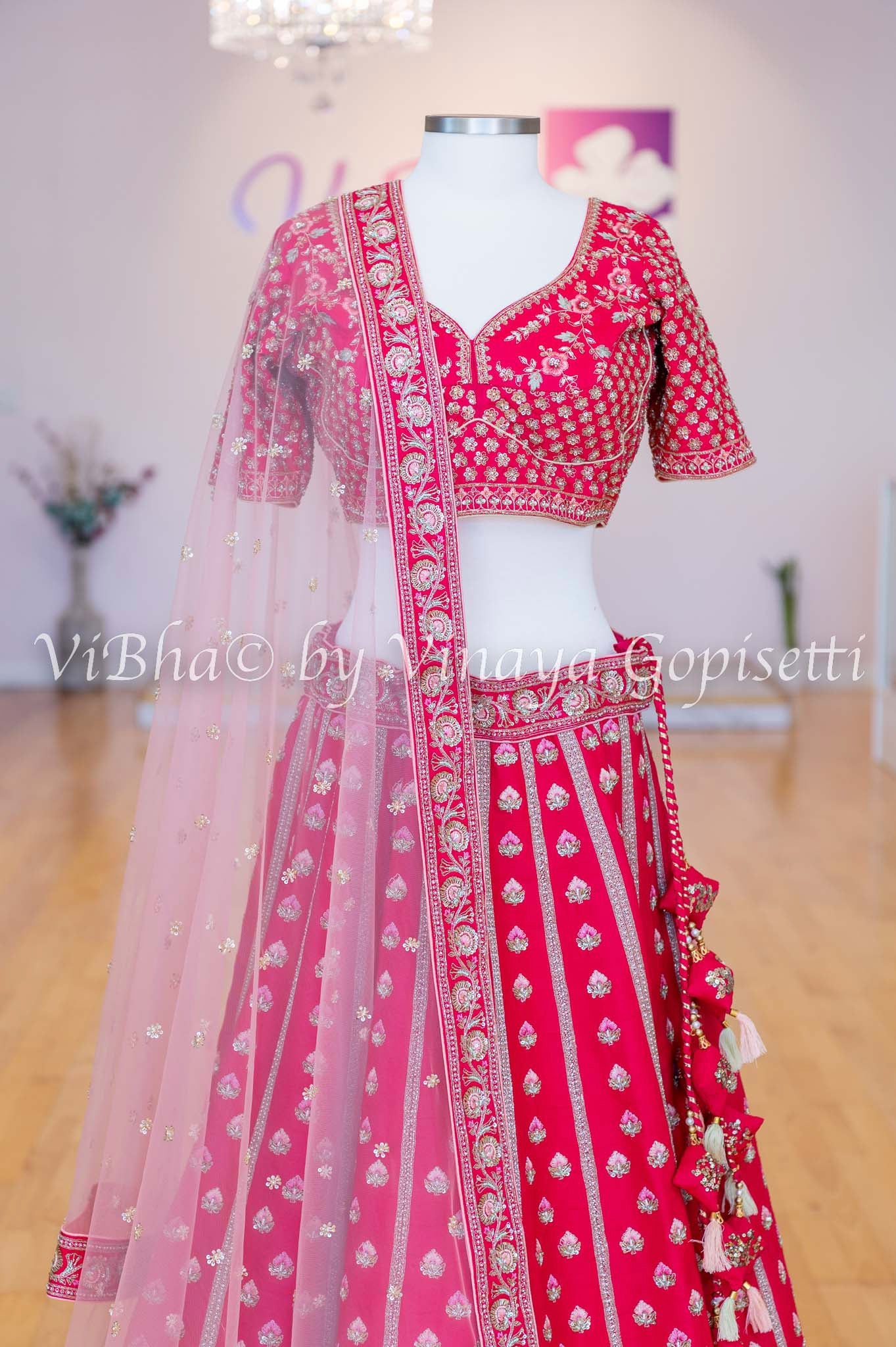 Shaira Rani Pink Double Dupatta Embroidered Silk Lehenga Set - Angad Singh-  Fabilicious Fashion