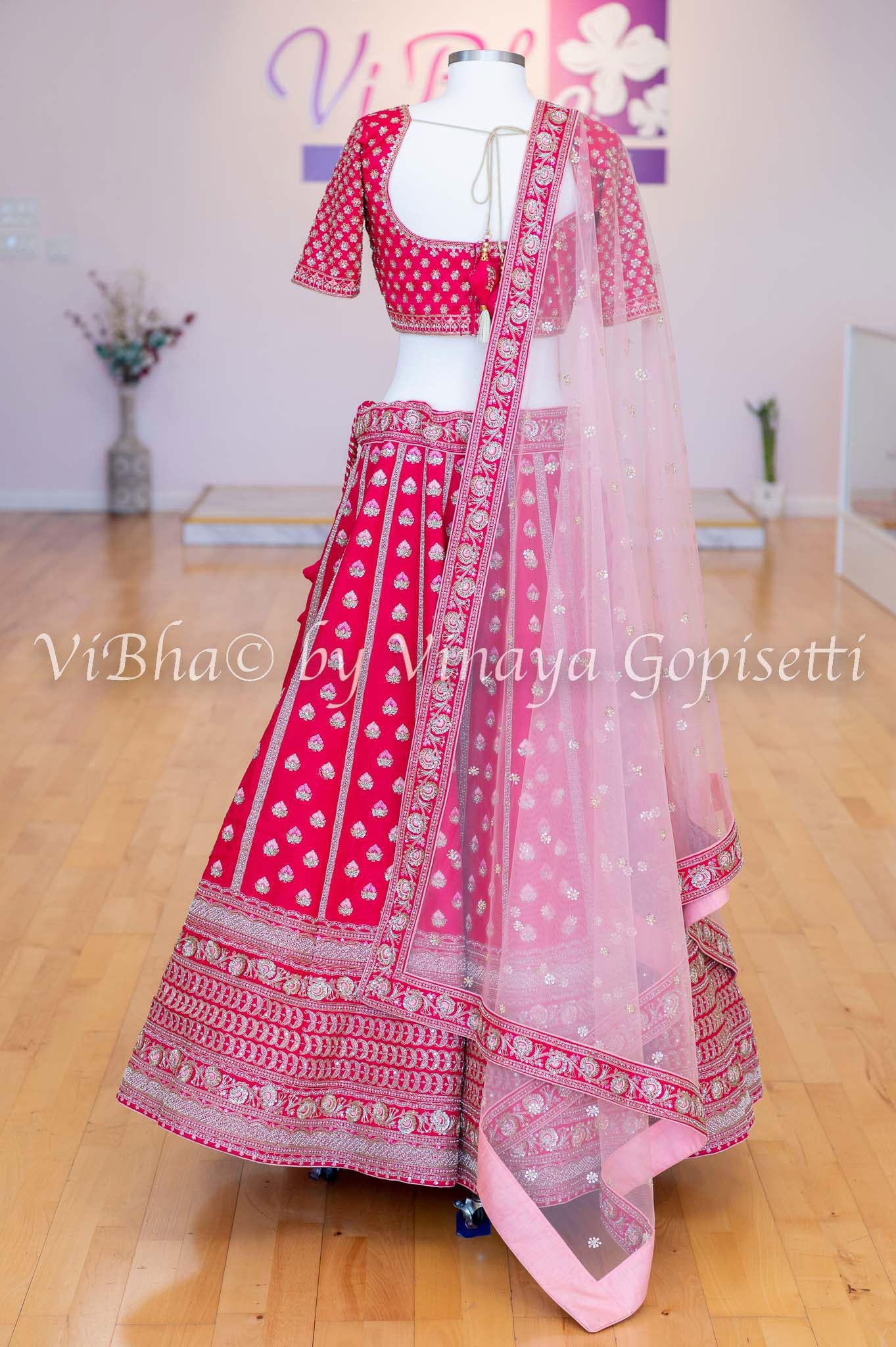 Buy Women Blush Tiered Lehenga Set With Multicolour Thread Embroidered  Blouse And Dupatta - Ready To Wear Lehengas - Indya