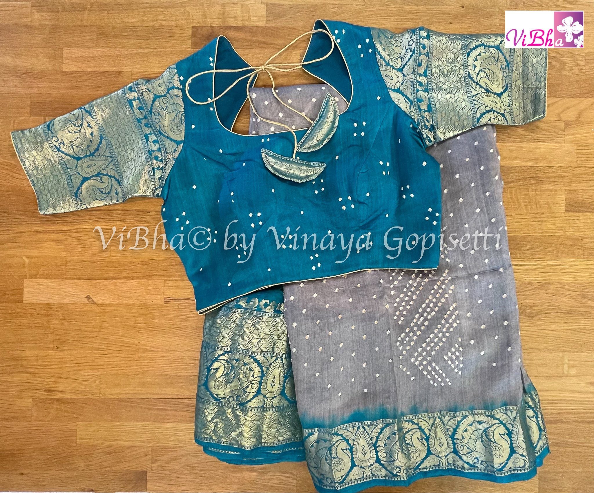 Blue Shaded Banarasi Bandhani Saree on Pure Georgette – Naina Jain