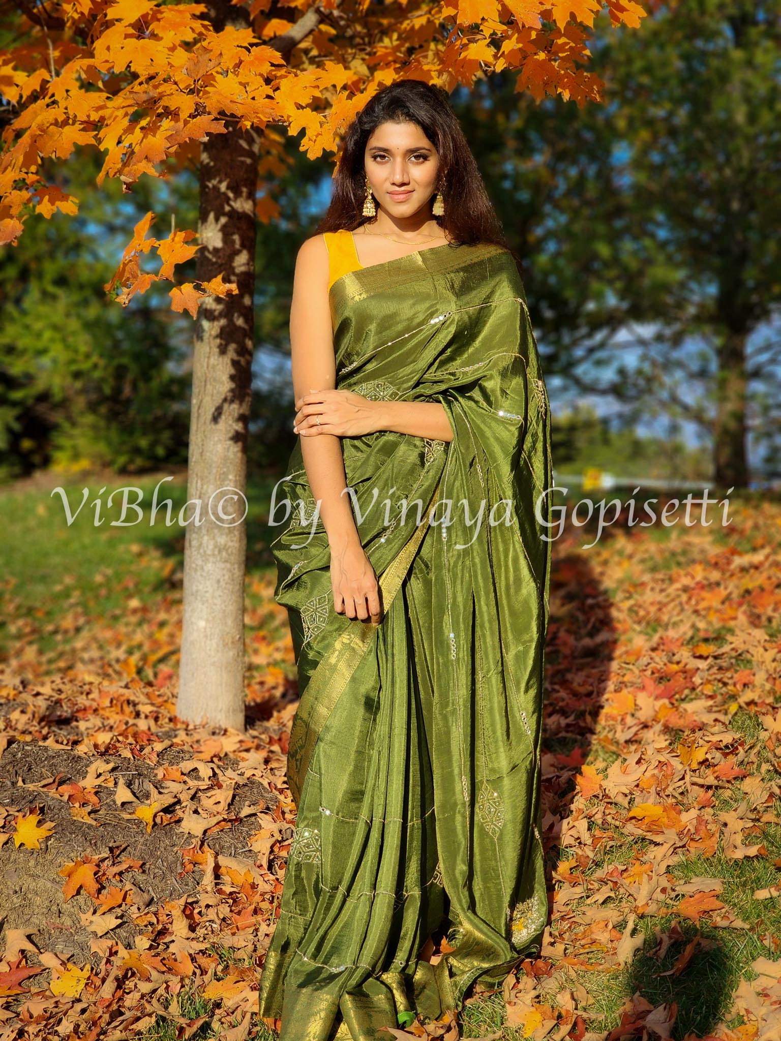 Mehendi Green Embroidered Silk Saree | Party wear sarees, Saree, Half saree