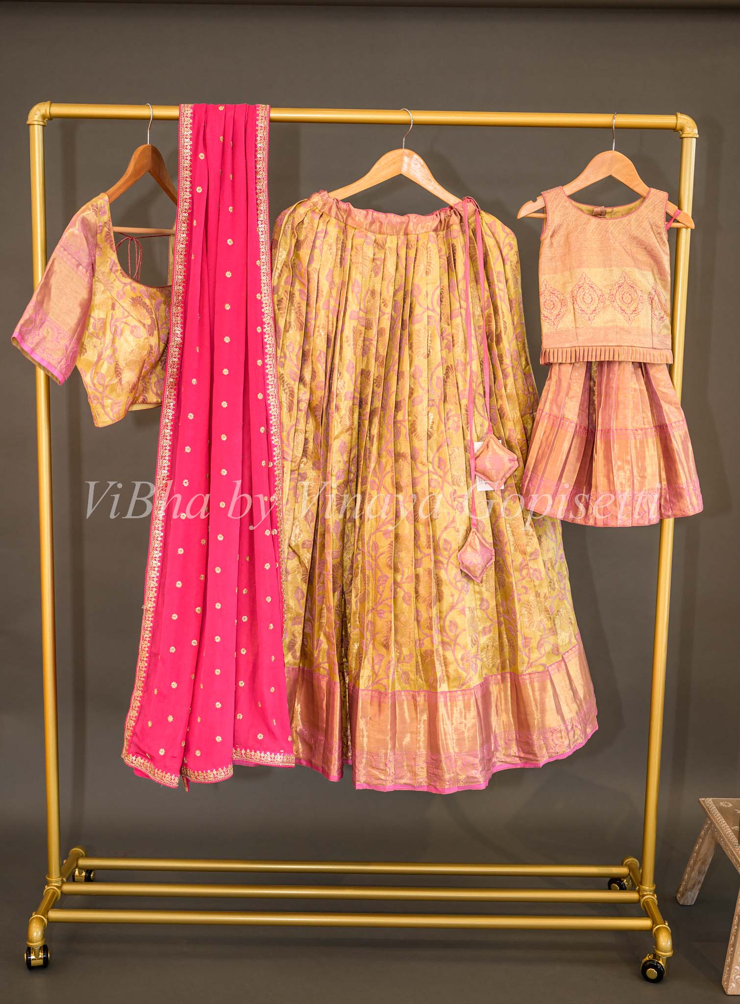 Pure Heritage Silk Party Wear Mother Daughter Lehenga In Yellow WIth  Digital Print Work & Stone Work - Mother & Daughters Lehenga - Mother &  Daughters Collection