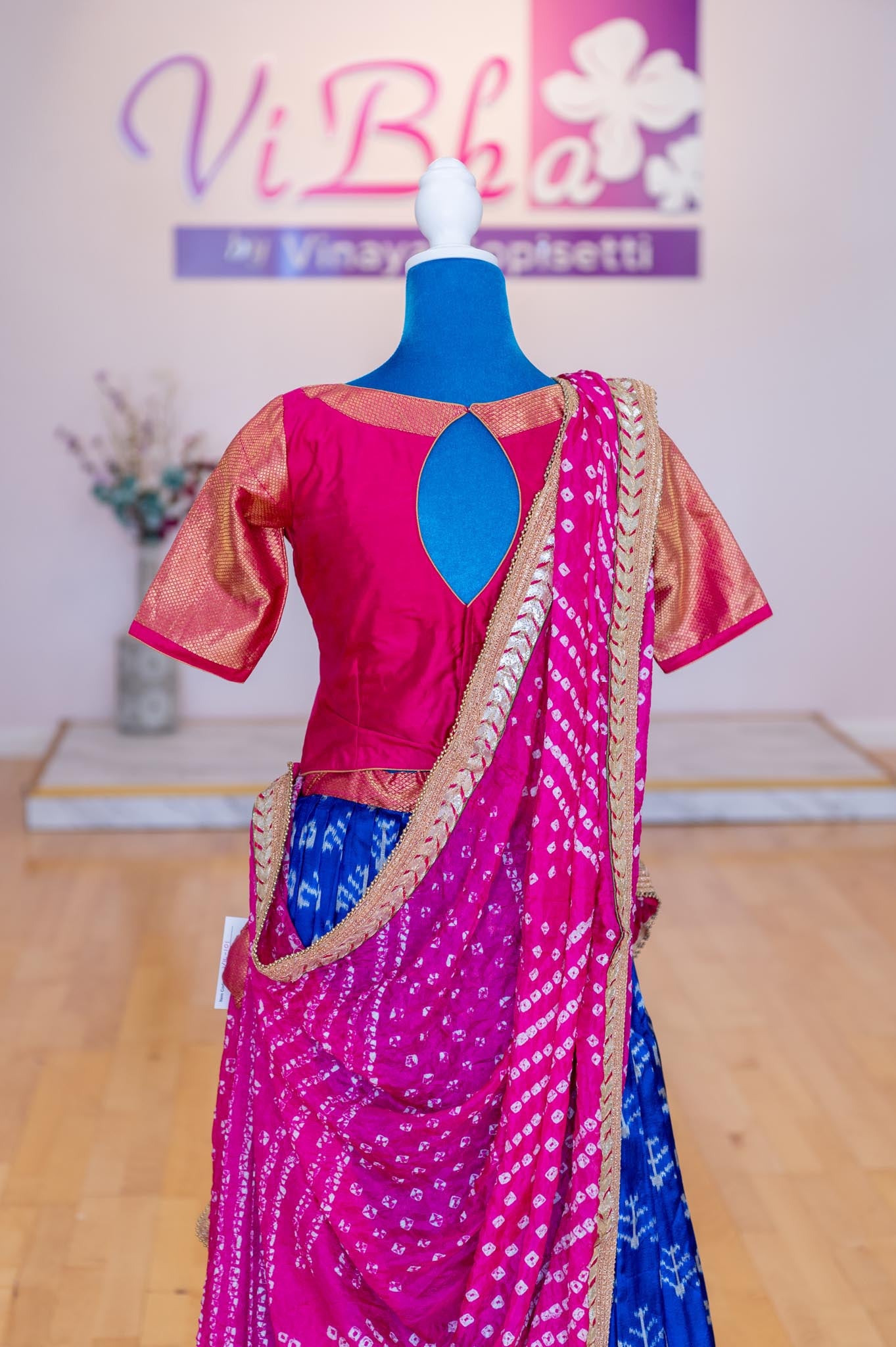 Royal Blue Indian Wedding Lehenga Choli in Tussar Silk With Patola Dupatta  in USA, UK, Malaysia, South Africa, Dubai, Singapore