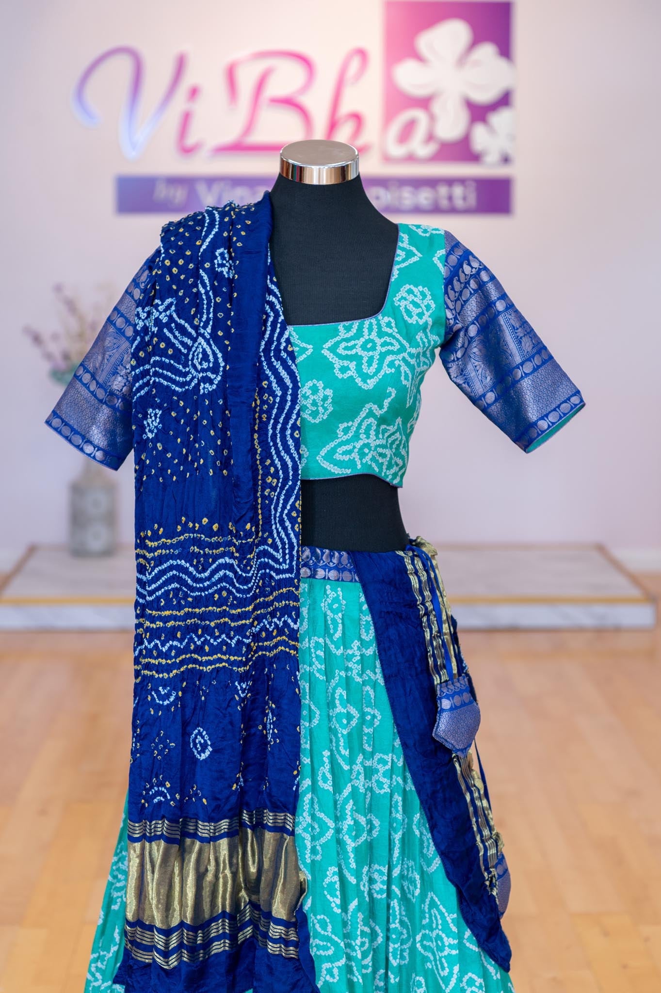 Blue clearance ikkat lehenga