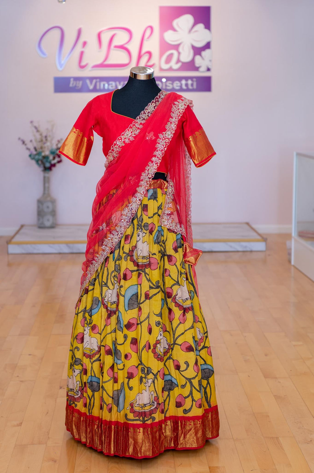 Red Printed Lehenga With Red Embroidered Blouse and Printed Dupatta in 2024