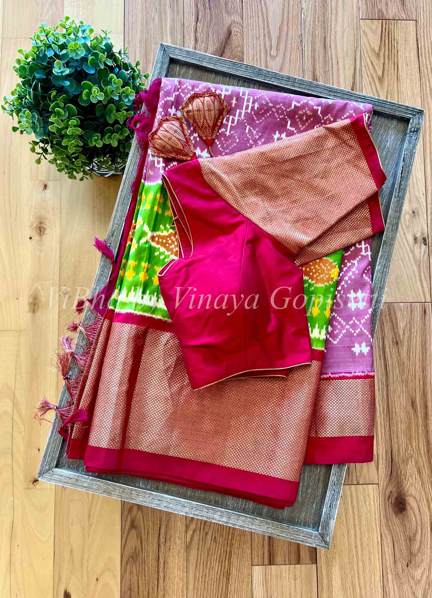 Shop Mauve Tussar Silk Saree Online in USA with Magenta Border – Pure  Elegance