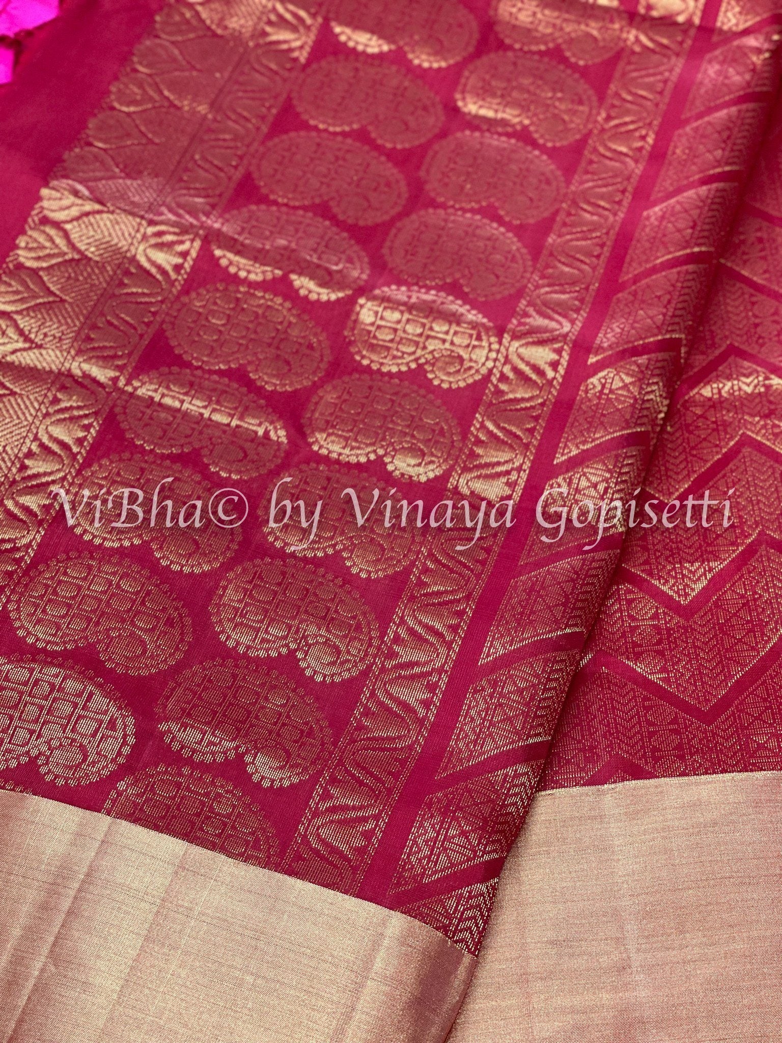 Buy online Gold zari woven Pure kanjeevaram soft silk Saree - Red-AF749