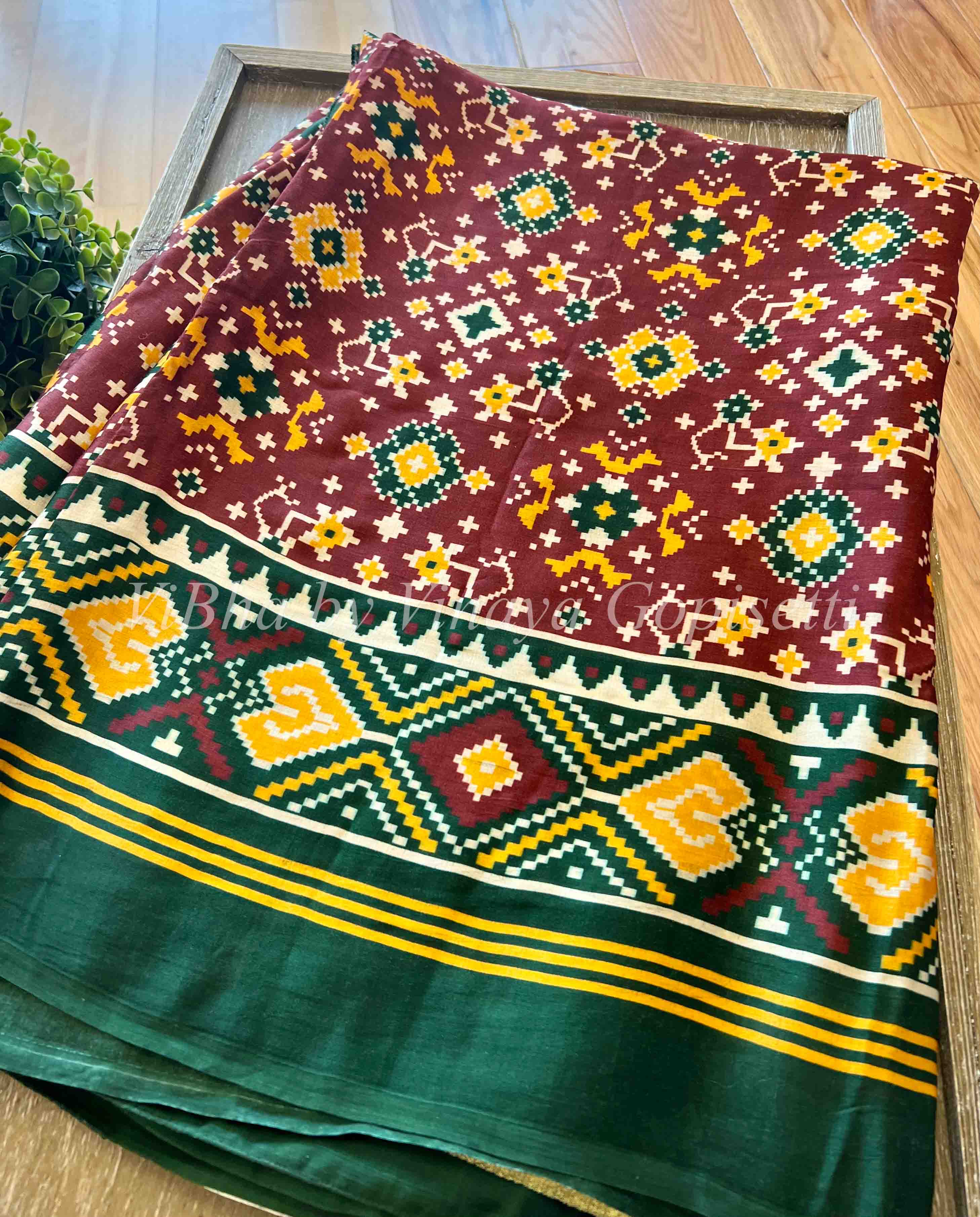 Brown Color Patola Print And Foil Work Dola Silk Saree – Yana Fab