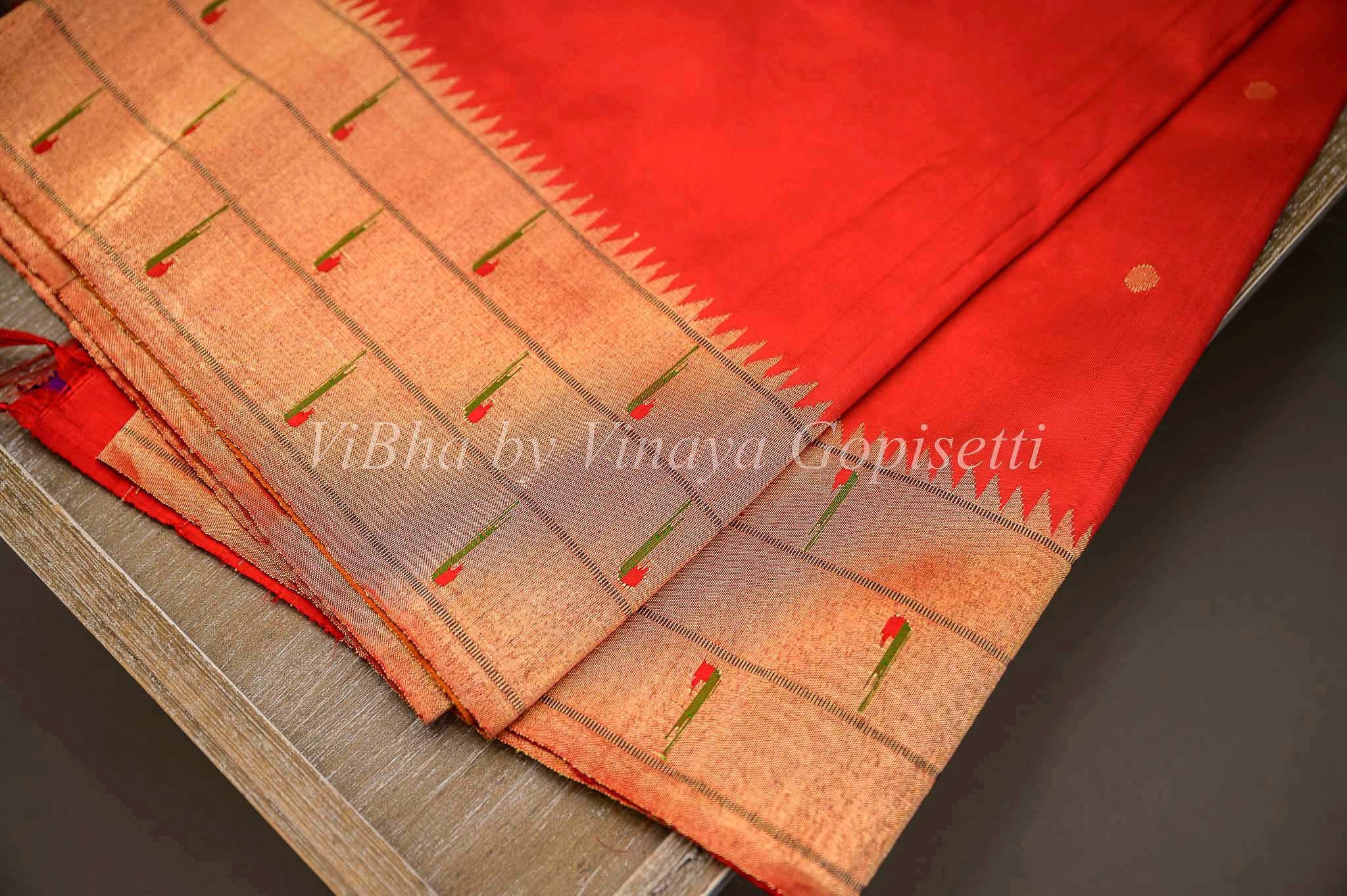 Buy Chilli Red Silk Saree Floral Zari Woven Work Online