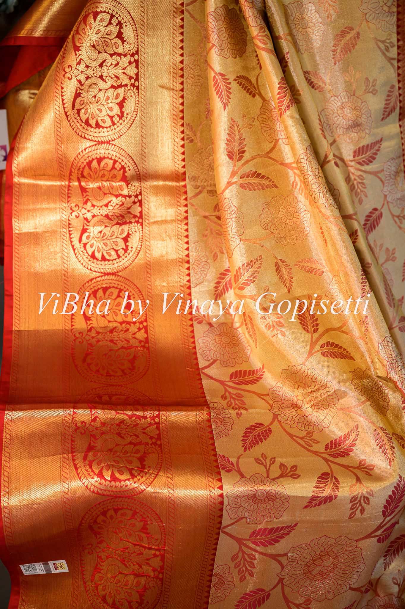 New Best Trend Designer Cream Color silk saree online.