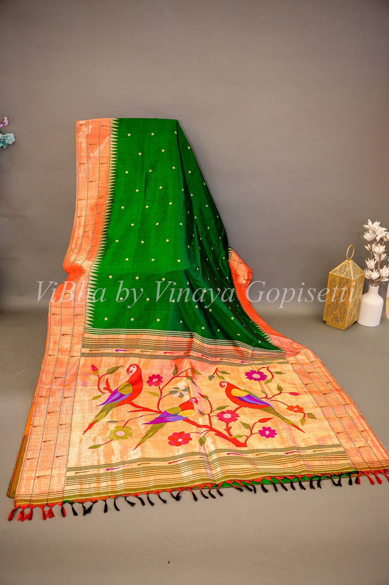 Beloved Parrot Green Color Paithani Silk Saree