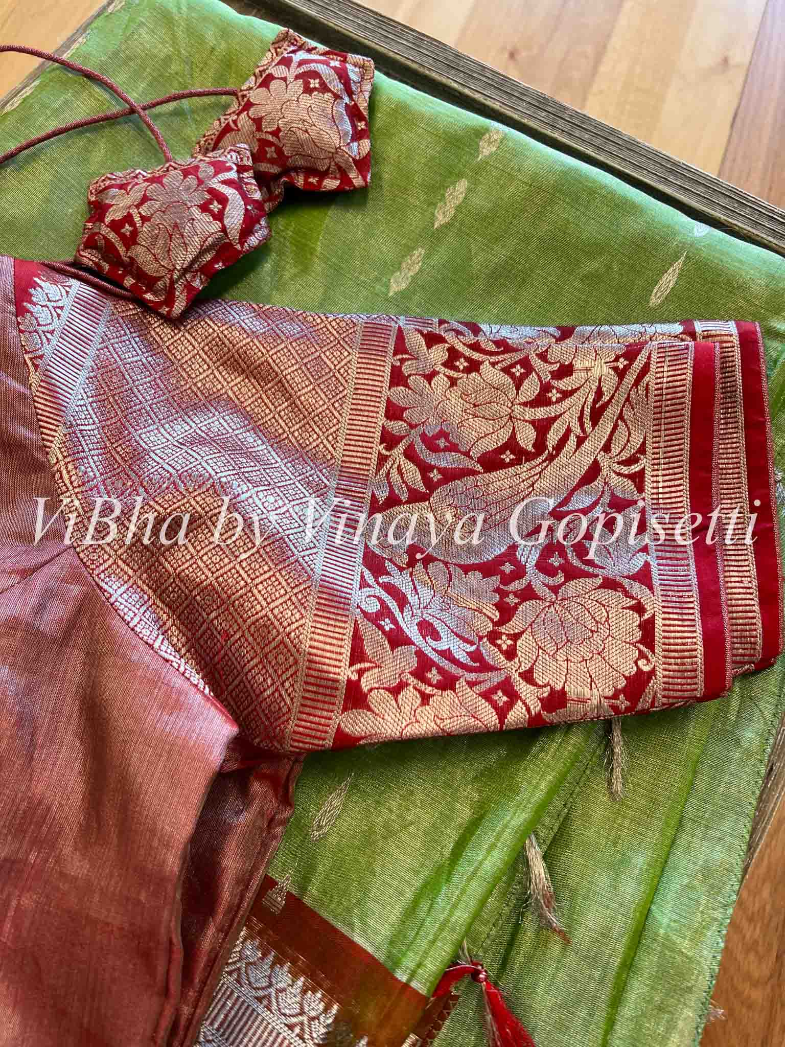 Amazon Green and Maroon Woven Banarasi Silk Saree – MySilkLove