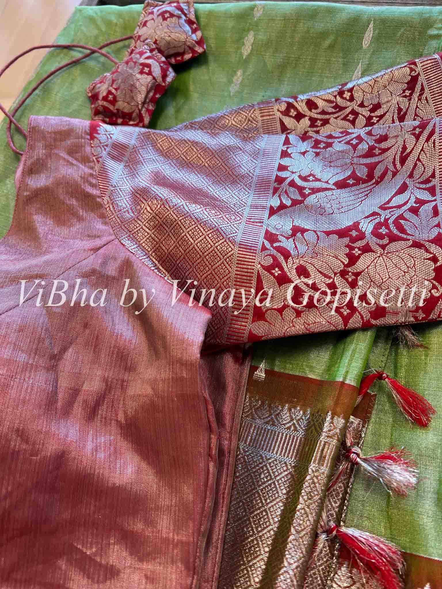 Wine And Green Banarasi Silk Saree With Zari Weaving Work – Bahuji -  Premium Silk Sarees Online Shopping Store