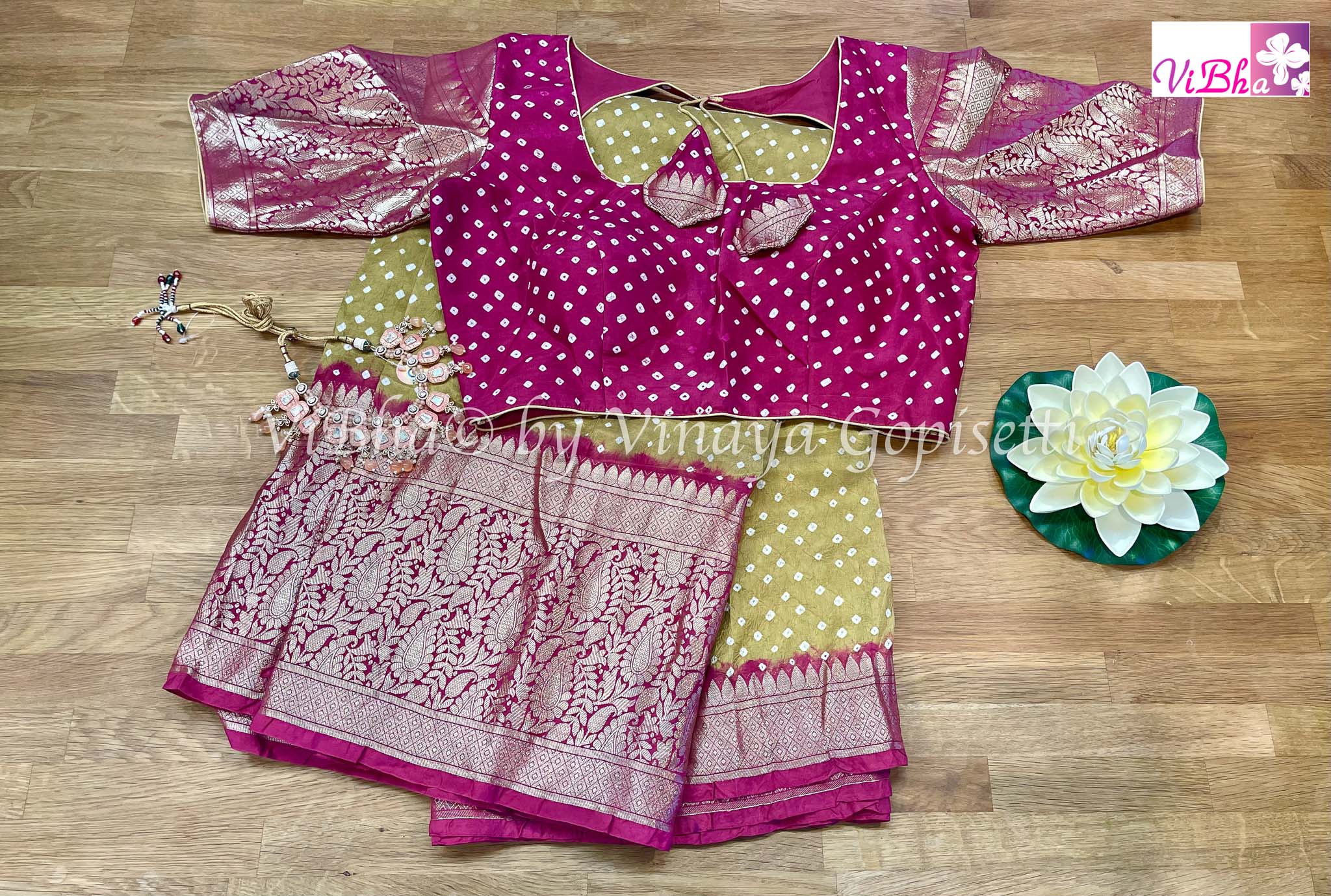 JSB - 2759 | Pink & Brown Kanchi Bandhani Saree – Kanchipuram JS Babu Silks