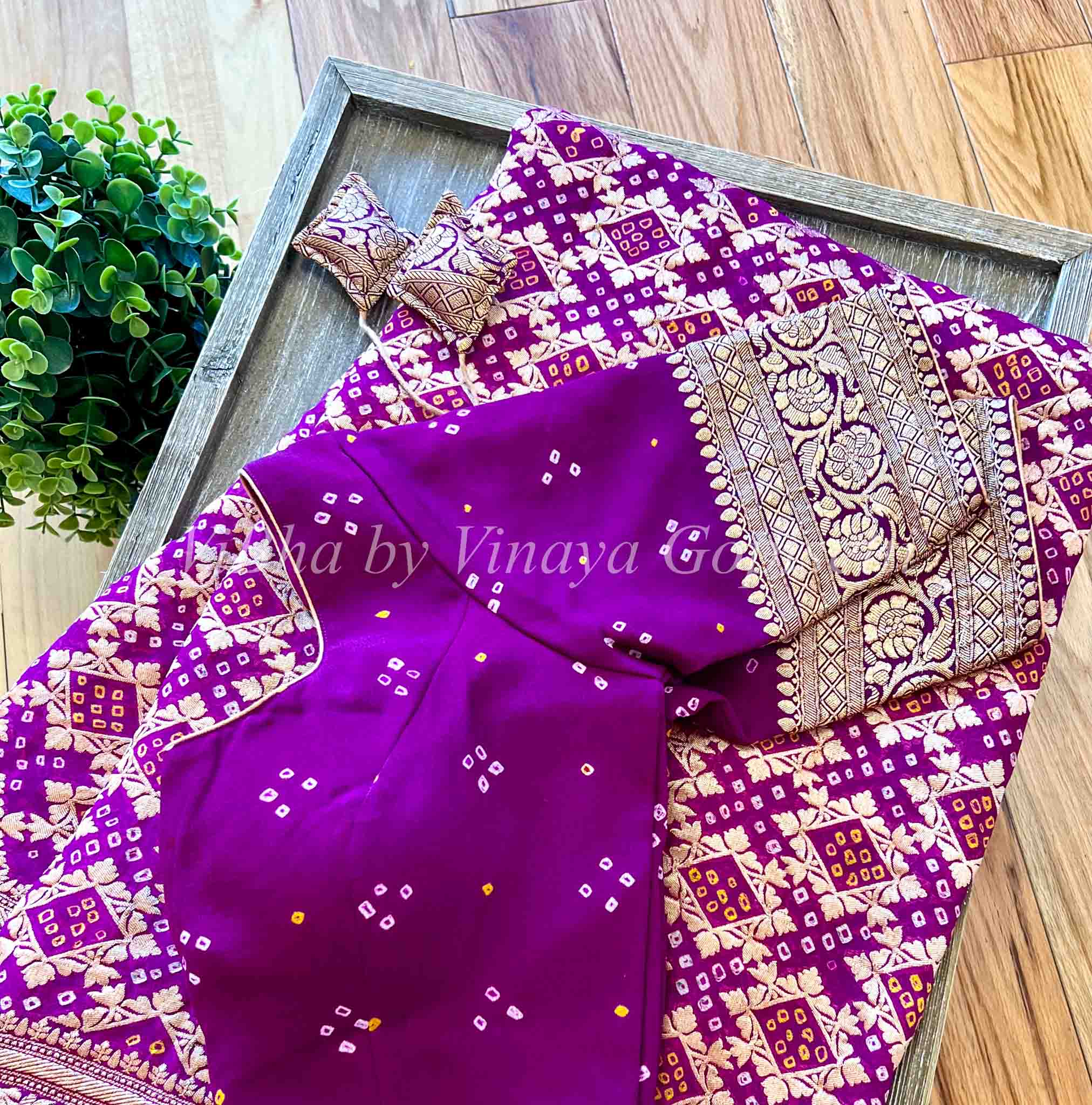 Purple Color Banarasi Silk Linen Saree - MS Handloom