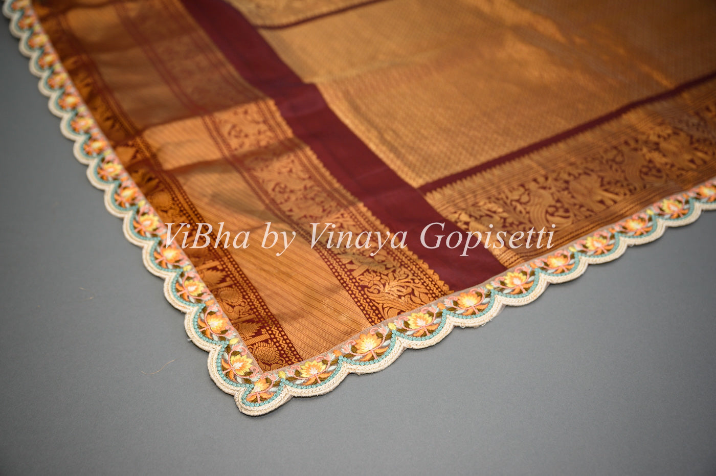 Beige Gadwal Silk Cotton Saree