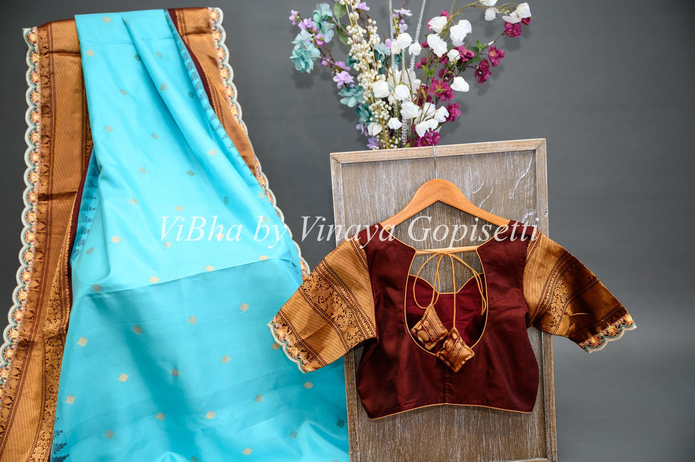 Sky Blue Colour Silk Saree Blouse Designs | New Silk Sare