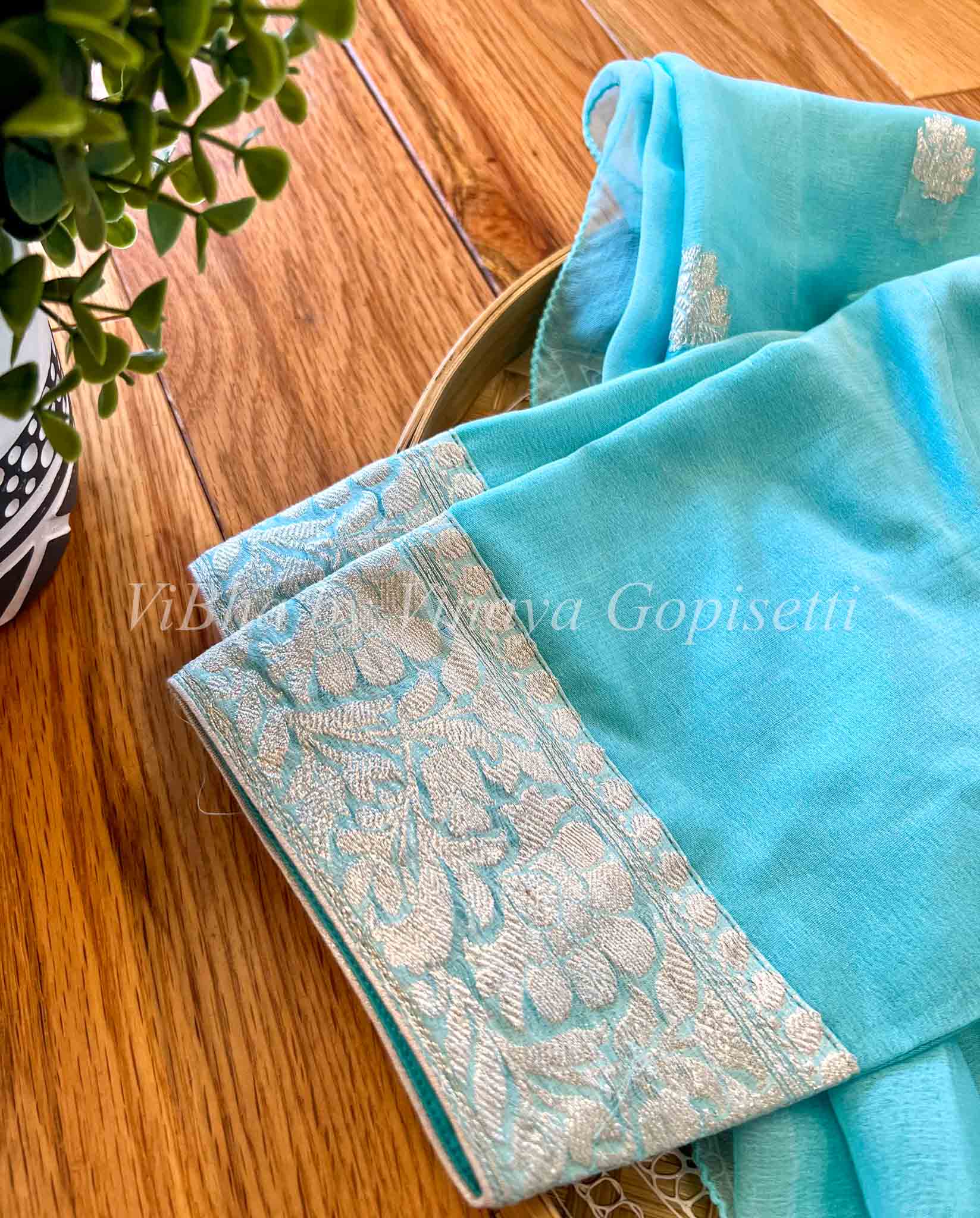 Beautiful Pure Chiffon Handloom Khaddi Georgette Banarasi Saree With Pure  Zari Work Fabric Sari Women Running Blouse Piece - Etsy Sweden